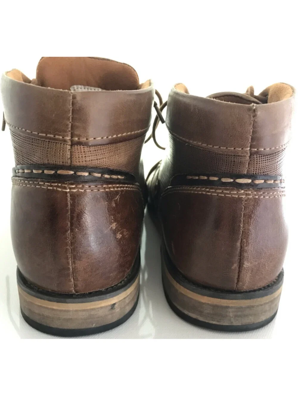 Steve Madden Mens P-Klatin Brown Leather Lace-Up Ankle P-Klatan Boots Size 9